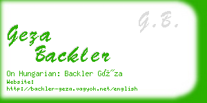 geza backler business card